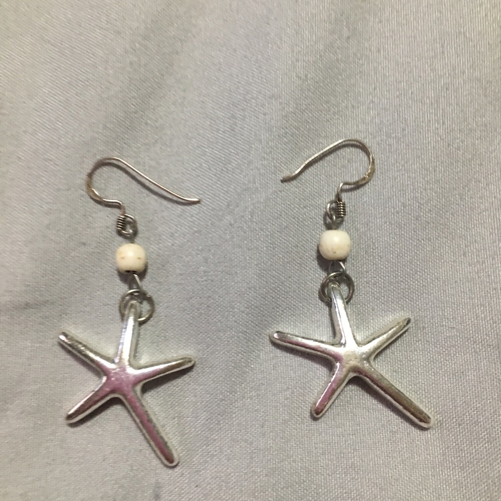 Silver Starfish Dangle Earrings